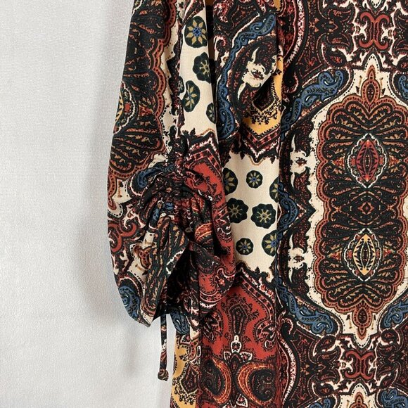 Cato Women Round Neck Printed Paisley 3/4 Sleeves Dress Size M - Picture 6 of 7